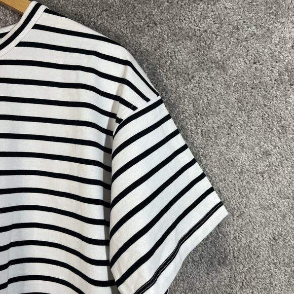 Madewell Women’s M Boxy T-Shirt White Black Stripe Short Sleeve Scoop Neck Top - Picture 4 of 10